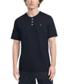 Tommy Hilfiger Men's Short Sleeve Solid Henley In Navy