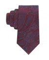 Tommy Hilfiger Men's Silky Paisley Pattern Classic Tie In Burgundy
