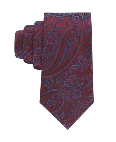 Tommy Hilfiger Men's Silky Paisley Pattern Classic Tie In Burgundy