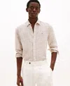 Tommy Hilfiger Slim Fit Gingham Print Linen Shirt In Sandalwood,check