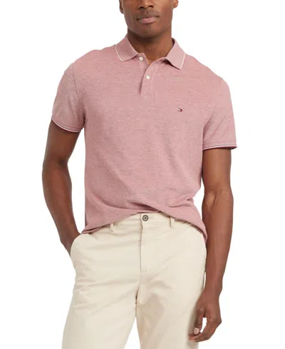Tommy Hilfiger Men's Slim-fit Mouline Oxford Polo Shirt In Teaberry Blossom
