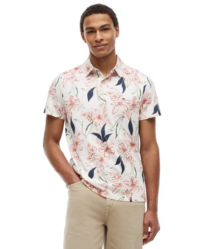 Tommy Hilfiger Regular Fit Floral Print Jersey Polo In White