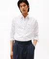 Tommy Hilfiger Men's Small Print Flex Poplin Shirt In White
