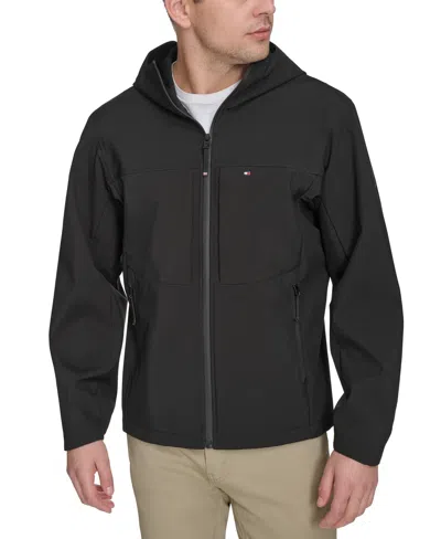 Tommy Hilfiger Men's Softshell Rain Hoodie In Black