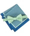 Tommy Hilfiger Men's Solid Bow Tie & Medallion Pocket Square Set In Green