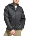 Tommy Hilfiger Men's Stretch Hooded Zip-front Rain Jacket In Black