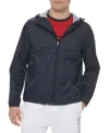 Tommy Hilfiger Hooded Rain Jacket In Navy Twill