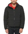 Tommy Hilfiger Men's Stretch Quilted Hooded Jacket In Black