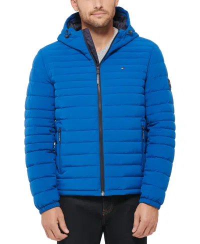 TOMMY HILFIGER MEN'S STRETCH QUILTED HOODED JACKET