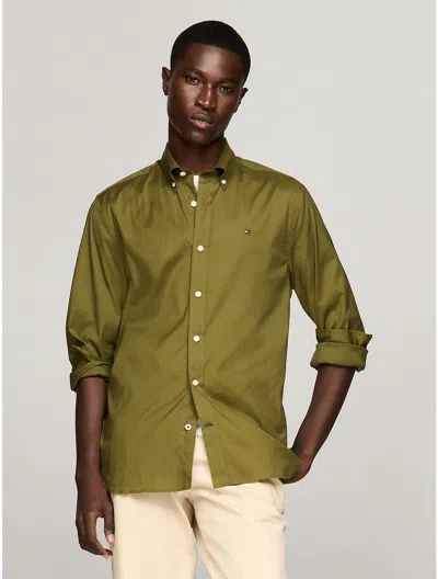 Tommy Hilfiger Men's Stretch Regular Fit Poplin Shirt In Green