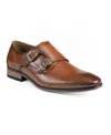 Tommy Hilfiger Men's Almond Toe Double Monk Shoes In Medium Brown