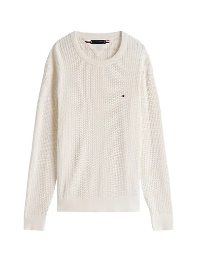 Tommy Hilfiger Men's Sweater  Mw0mw37400 Z00 Avor In White