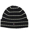 Tommy Hilfiger Men's Texture Rib Stripe Cuff Hat In Black