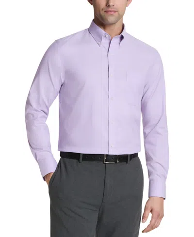 Tommy Hilfiger Men's Th Flex Regular Fit Stretch Pinpoint Dress Shirt In Purple