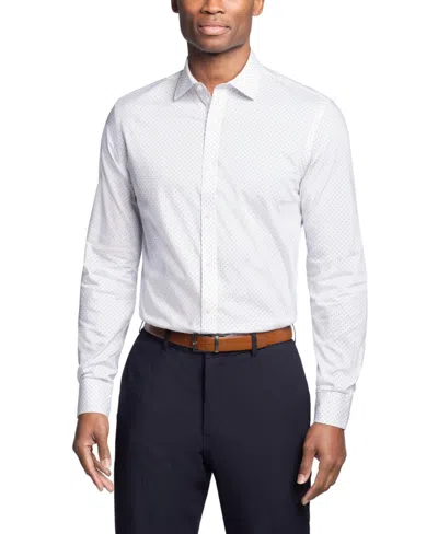 Tommy Hilfiger Men's Th Flex Regular Fit Stretch Twill Dress Shirt In White Multi