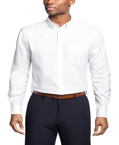 Tommy Hilfiger Men's Th Flex Regular Fit Washed Stretch Untucked Length Dress Shirt In White