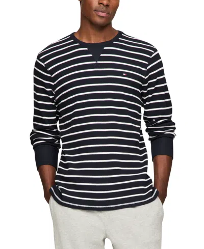Tommy Hilfiger Men's Thermal Logo Long-sleeve Pajama Shirt In Metal
