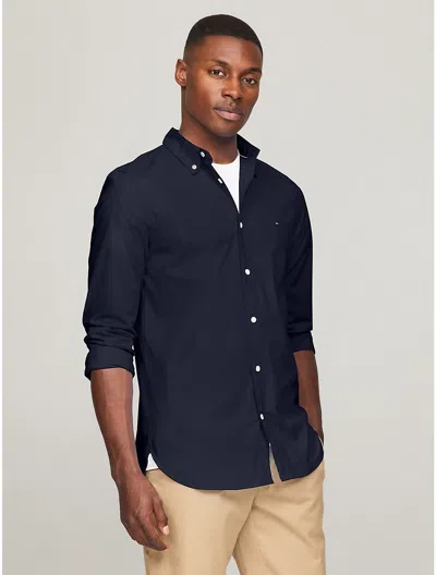 TOMMY HILFIGER MEN'S THFLEX SLIM FIT POPLIN SHIRT
