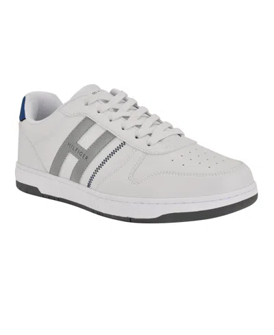 Tommy Hilfiger Men's Tilyas Stitch Detailed Sneakers In White,silver,blue