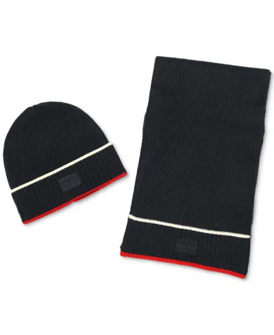 Tommy Hilfiger Men's Tipped Beanie & Scarf Set In Desert Sky