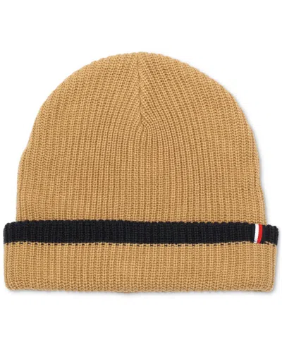 Tommy Hilfiger Men's Tipped Ribbed-knit Beanie In Classic Kh
