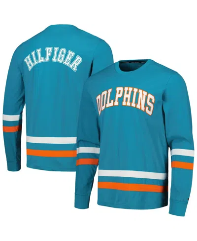 Tommy Hilfiger Men's  Aqua, Orange Miami Dolphins Nolan Long Sleeve T-shirt In Aqua,orange
