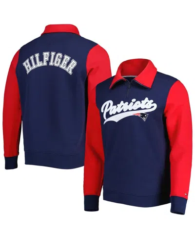 Tommy Hilfiger Men's  Navy, Red New England Patriots Aiden Quarter-zip Top In Navy,red