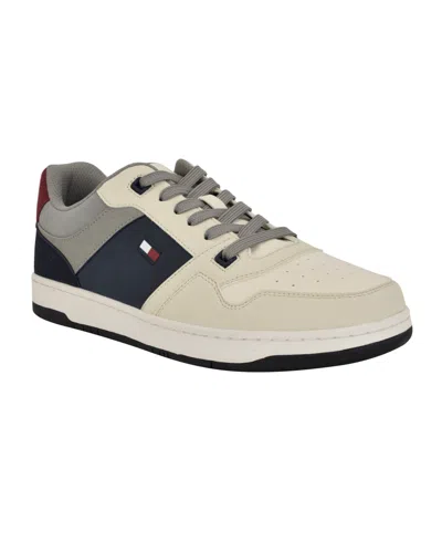 Tommy Hilfiger Men's Trane Fashion Lace Up Sneakers In Light Grey,cream Multi