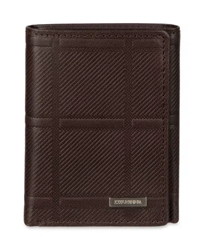 Tommy Hilfiger Men's Trifold Plaid Wallet In Brown