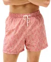 Tommy Hilfiger Men's Print Drawstring 5" Swim Trunks In Illustrated Wave Brilliant Orange
