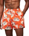 Tommy Hilfiger Men's Print Drawstring 5" Swim Trunks In Tropical Floral Brilliant Orange