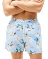 Tommy Hilfiger Men's Print Drawstring 5" Swim Trunks In Tropical Floral Sweet Blue