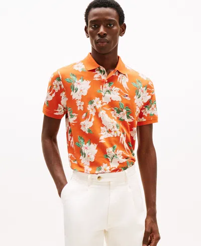 Tommy Hilfiger Men's Tropical Floral-print Polo Shirt In Orange