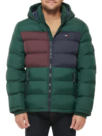 TOMMY HILFIGER MEN'S TYPOGRAPHIC PRINT HOODED PUFFER JACKET