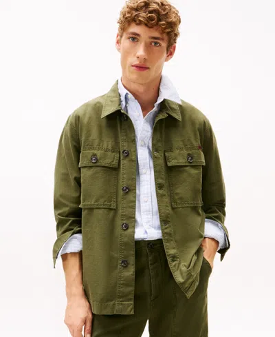 Tommy Hilfiger Men's Utility Collar Shirt Jacket In Green