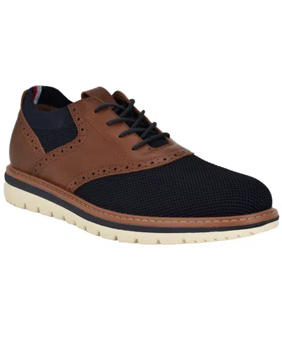 Tommy Hilfiger Men's Varan Brogue Detail Hybrid Oxfords Shoe In Navy,cognac Multi