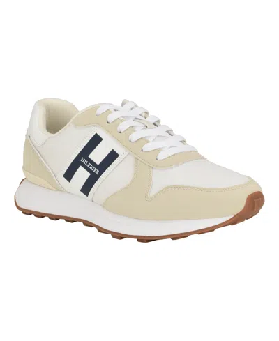 Tommy Hilfiger Men's Vasim Fashion Lace Up Joggers Shoes In Ivory,white,navy