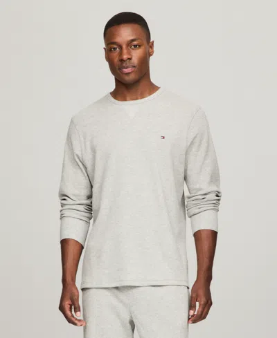 Tommy Hilfiger Men's Waffle-knit Long-sleeve Crewneck Thermal Top In Gray