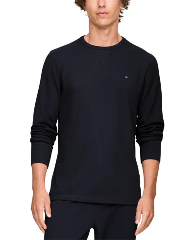 Tommy Hilfiger Signature Essential Thermal Long Sleeve Top In Navy