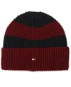 Tommy Hilfiger Men's Waffle Stripe Cuff Hat In Red
