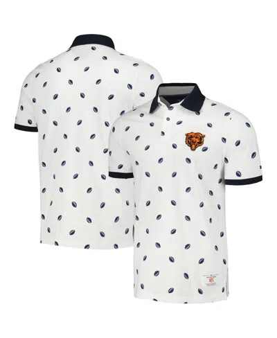 Tommy Hilfiger Men's White Chicago Bears Bryce Pique Polo In Navy