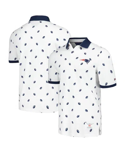 Tommy Hilfiger Men's White New England Patriots Bryce Pique Polo Shirt In Navy