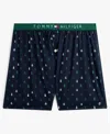 Tommy Hilfiger Men's Woven Front Button Opening Boxer In Blue