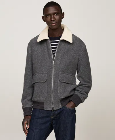 Tommy Hilfiger Men's Zip Front Flight Jacket In Mid Grey Heather