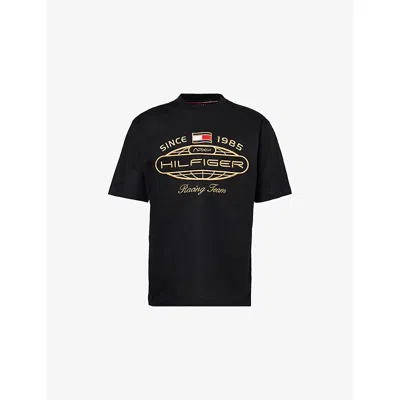 Tommy Hilfiger Mens Black The F1® The Movie Collection Graphic Embroidered Cotton-jersey T-shirt Xl