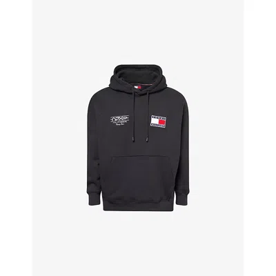 TOMMY HILFIGER MENS BLACK THE APXGP COLLECTION RELAXED-FIT GRAPHIC LOGO-EMBROIDERY COTTON-JERSEY HOODY XL