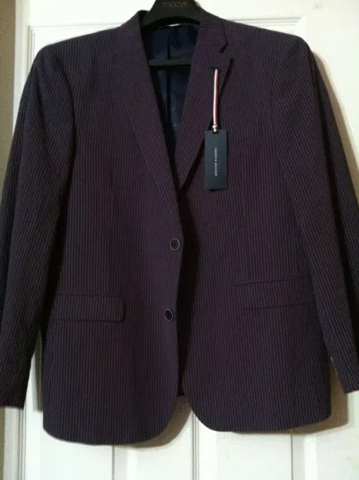 Pre-owned Tommy Hilfiger Mens Blue/red 98%cotton Sport Coat Jacket Blazer Size:40s