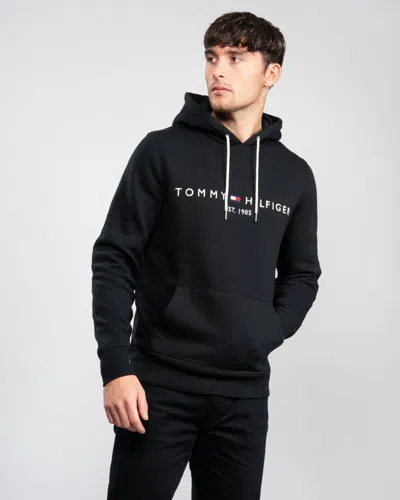 Tommy Hilfiger Hoodie À Logo En Coton Biologique In Black
