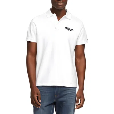 Tommy Hilfiger Mens Embroidered Cotton Polo In White