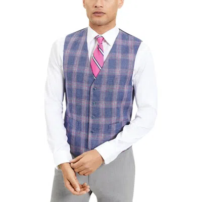 Tommy Hilfiger Mens Linen Modern-fit Suit Vest In Blue